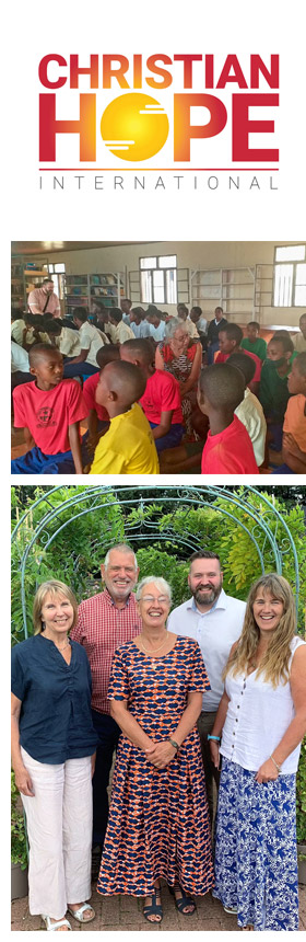 Top: CHI logo. Middle: Carmen and Joff with some of the STart School sponsored children. Bottom: The MPUK and CHI teams.
