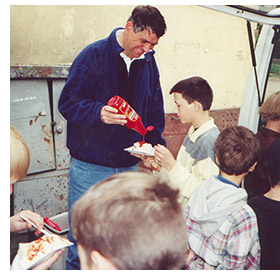 Richard on a soup kitchen patrol in Russia in 2000